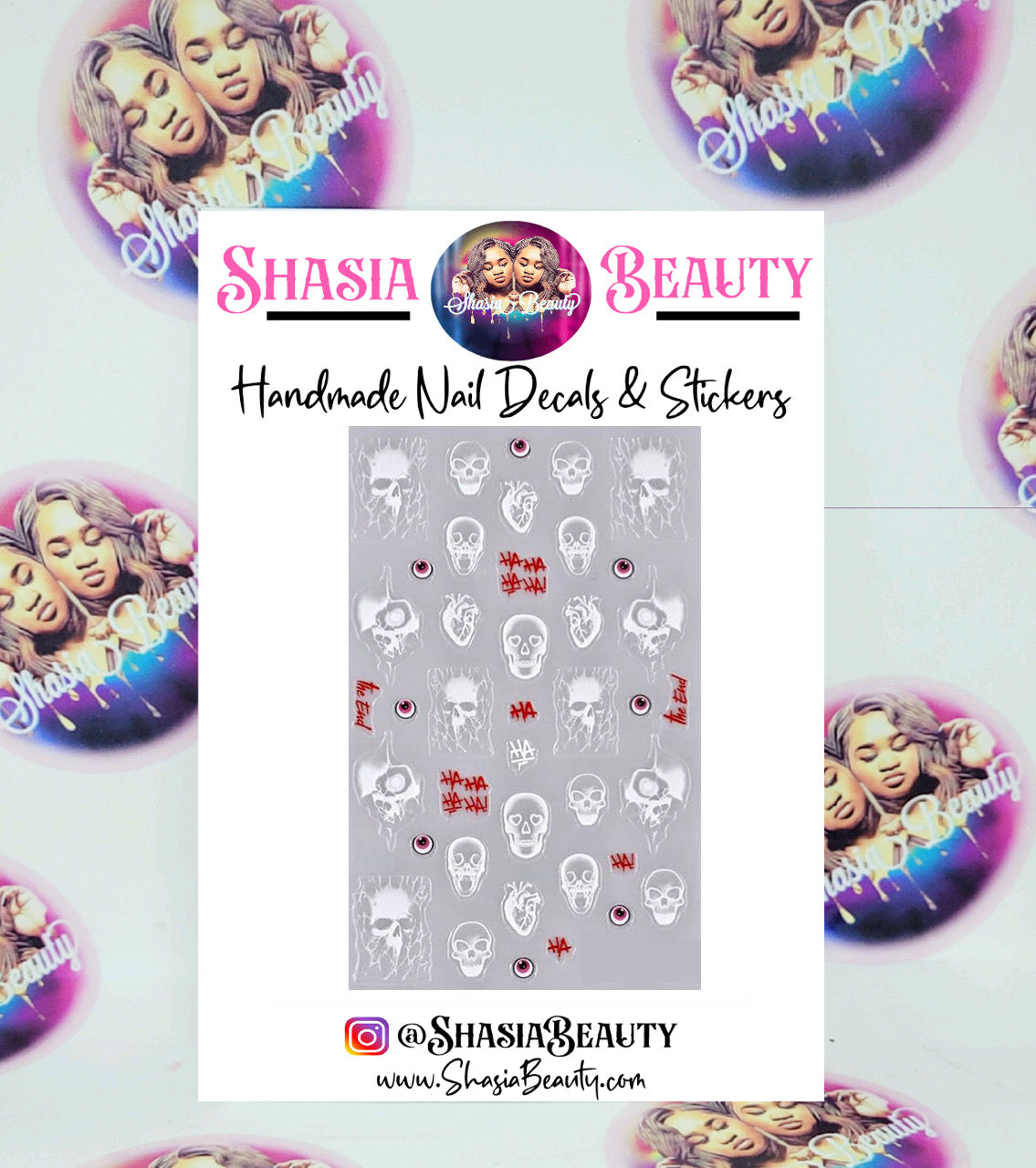 White Skulls Halloween Nail Stickers