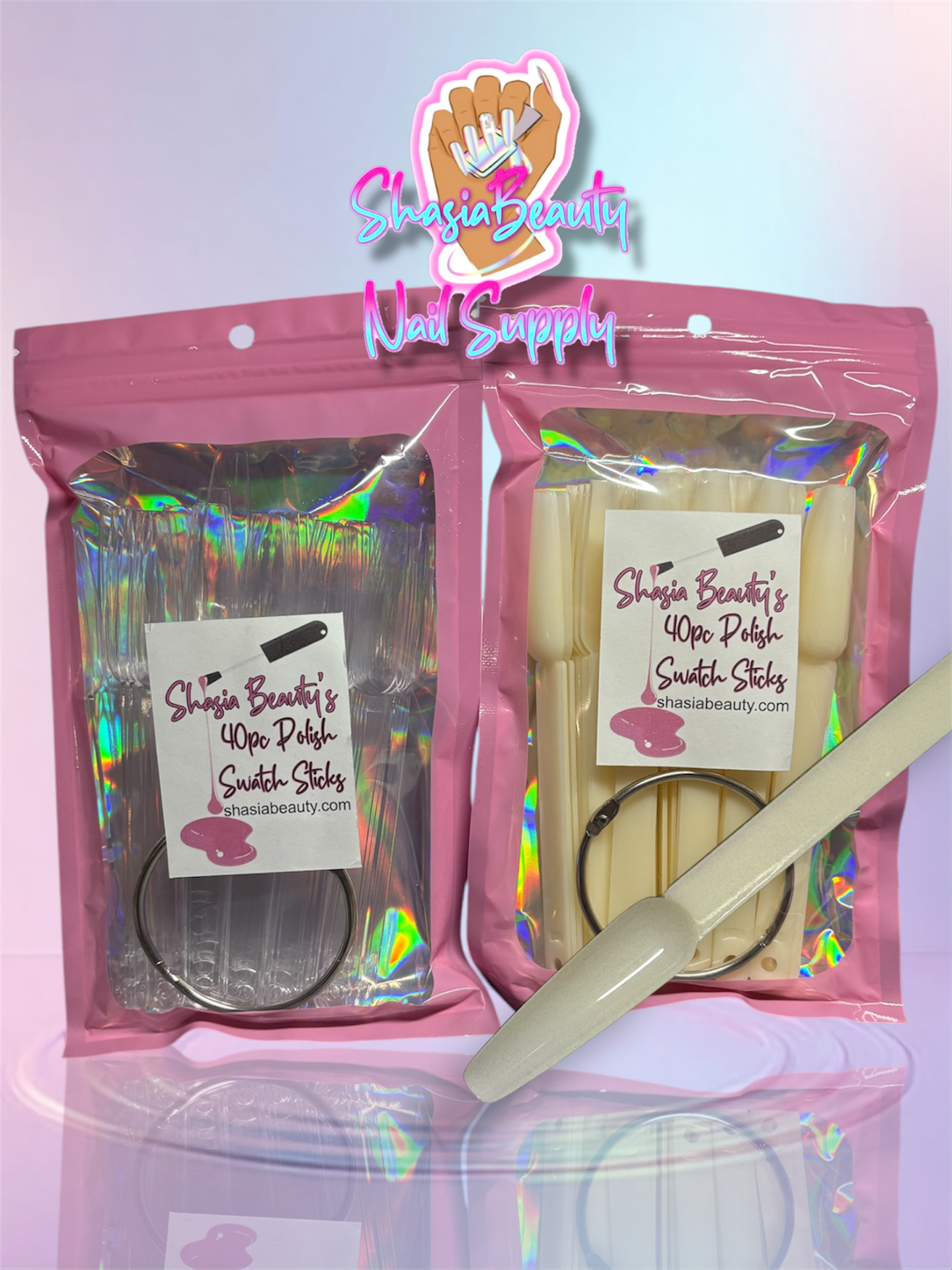 Long Coffin Display Nail Swatch Sticks 40pc Set