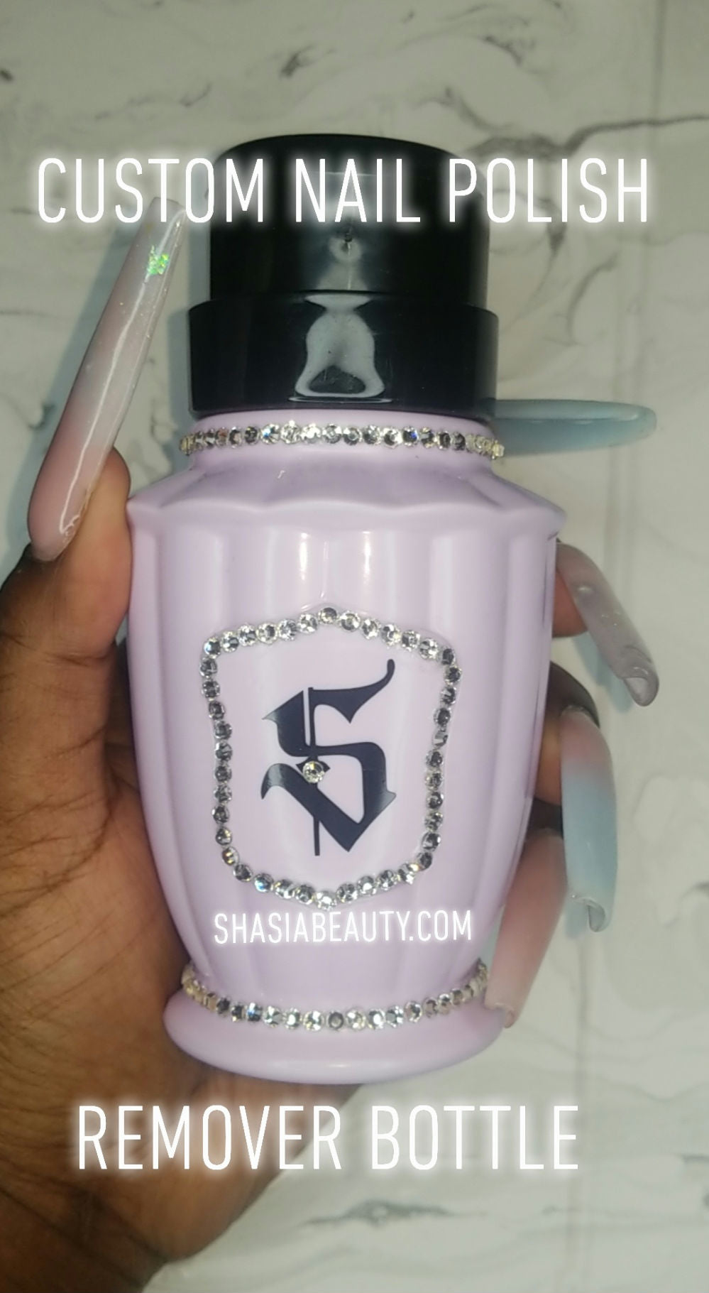 Custom Bling Pink Nail Polish Remover Bottle