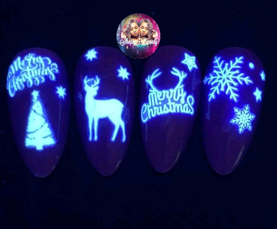 Winter Theme Glow in the Dark Nail Sticlers