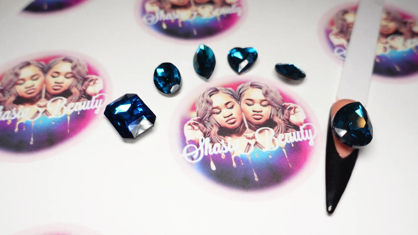 XL 3D Deep Sea Blue Glass Rhinestones