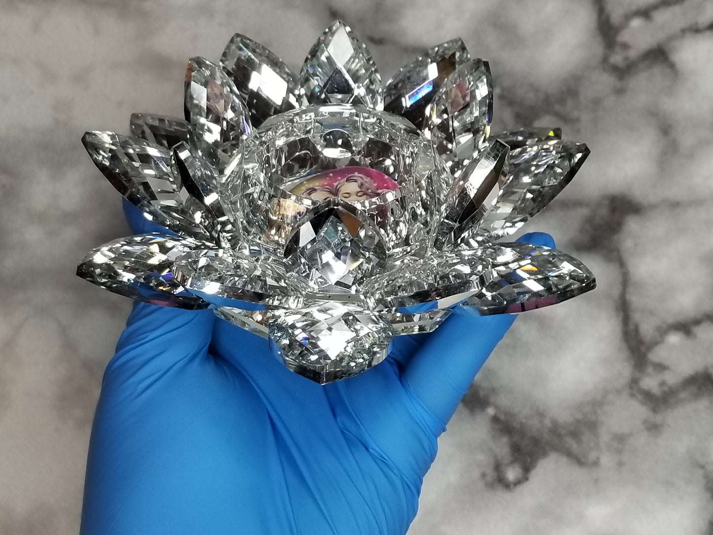 Clear Crystal Lotus Nail Dappen Dish