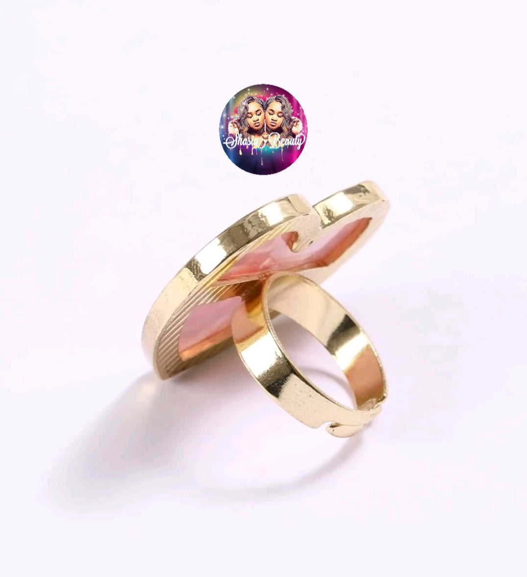 Pink Heart Gel Palette Nail Ring 1pc