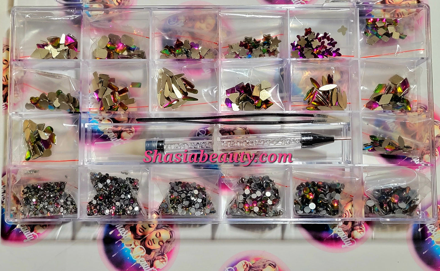 Pink Rainbow Nail Bling Kit