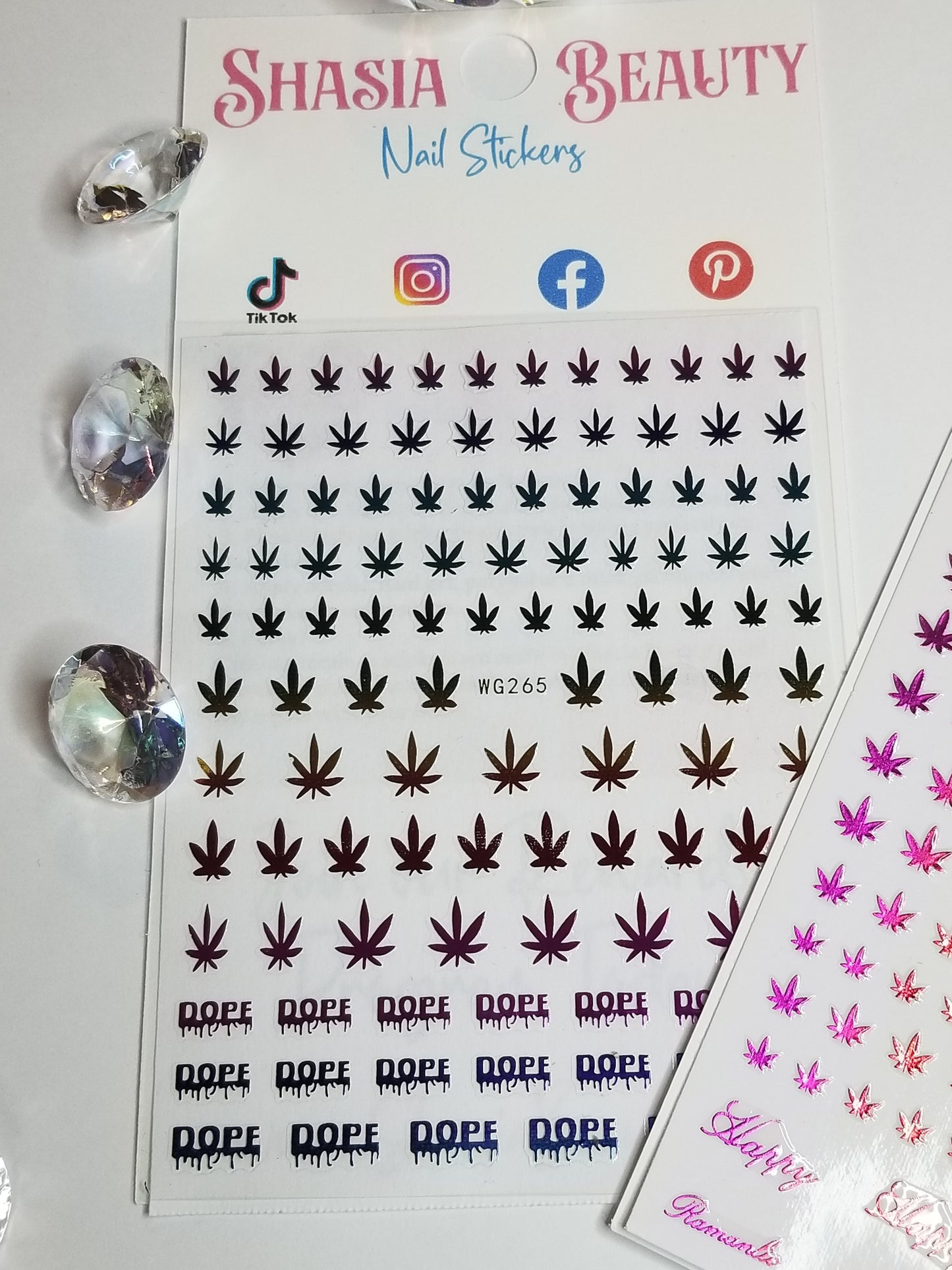 420 Rainbow Leaf Nail Stickers