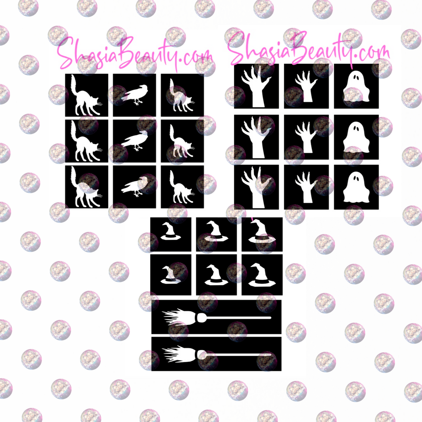 Witch Hat and Broom Nail Stencil