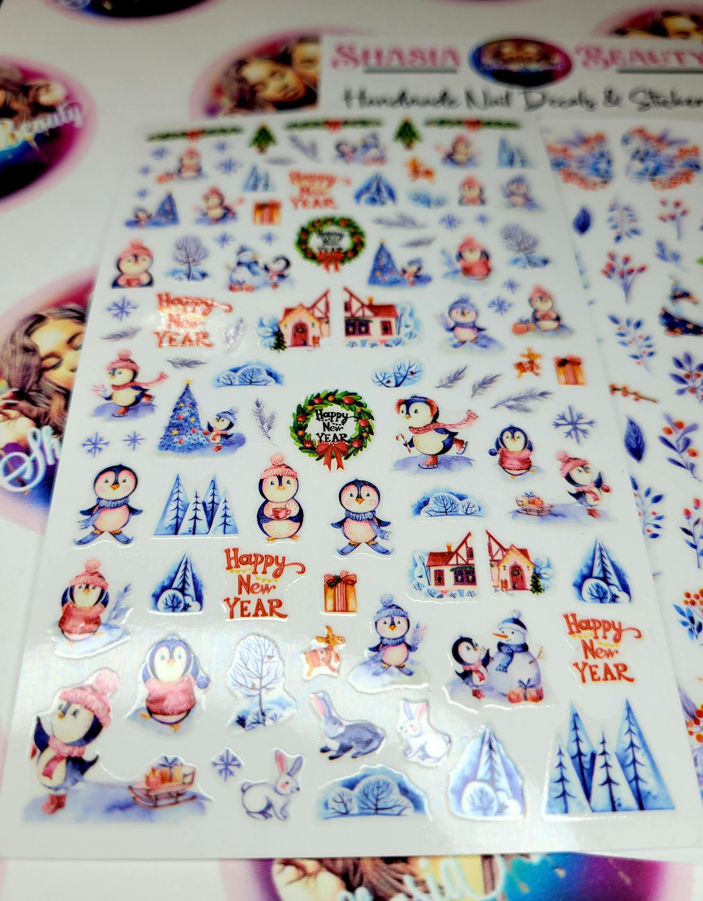 New Year Christmas Penguin Nail Sticker