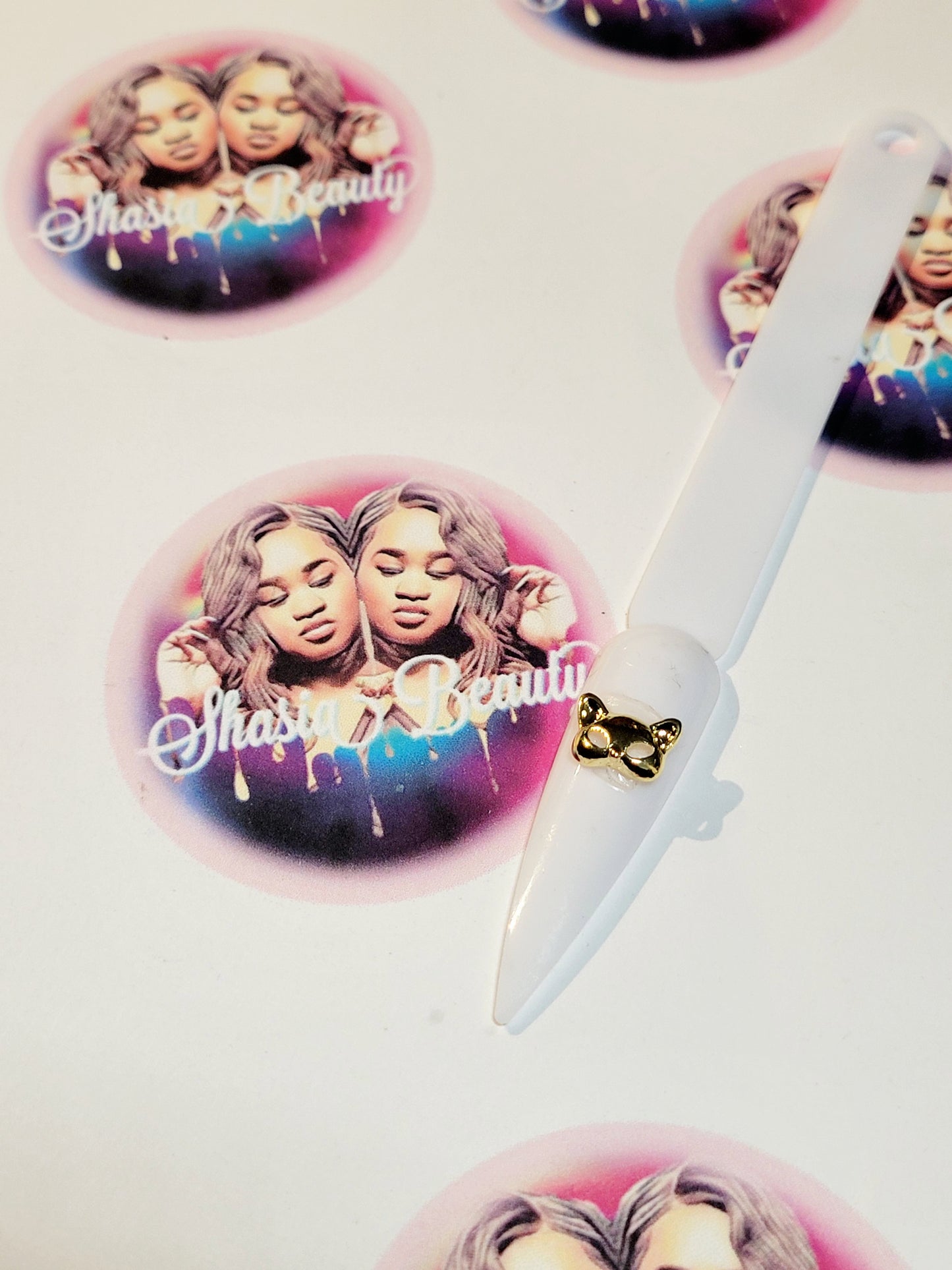 Cat Mask Gold Nail Charm #013