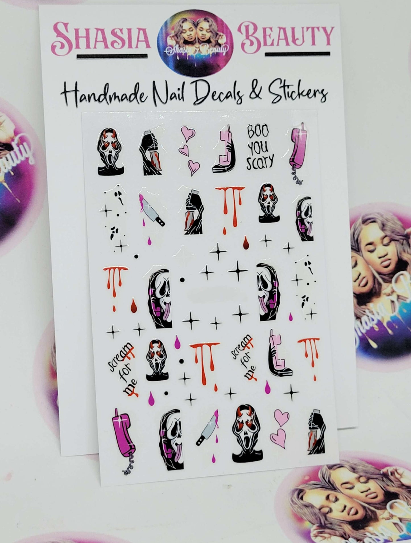 Ghostface Boo Halloween Nail Stickers