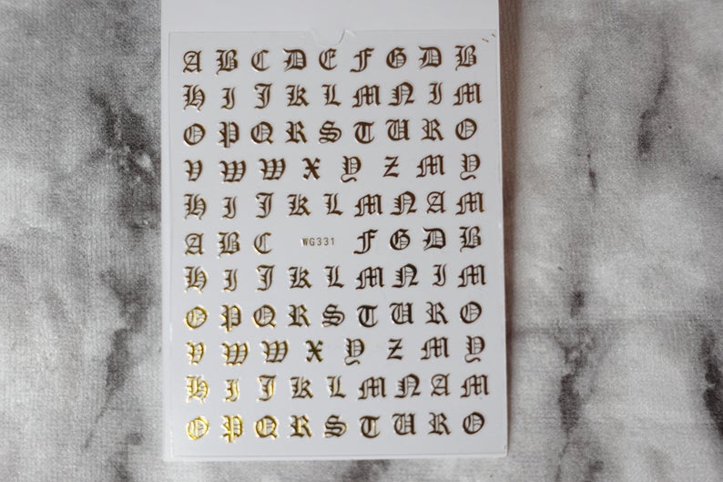 Old English Letter Nail Stickers Variety