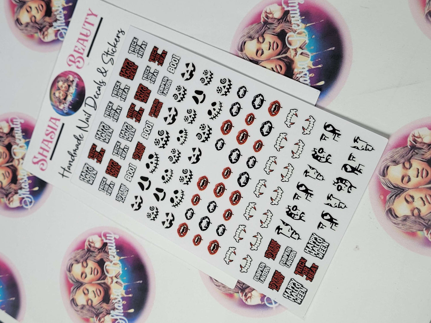 Halloween Creatures Face & Saying Nail Stickers