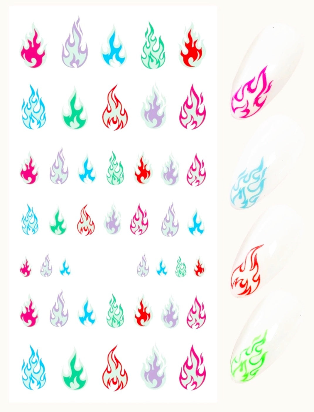 Neon Flame Nail Stickers|Glow Stickers