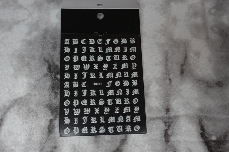 Old English Letter Nail Stickers Variety