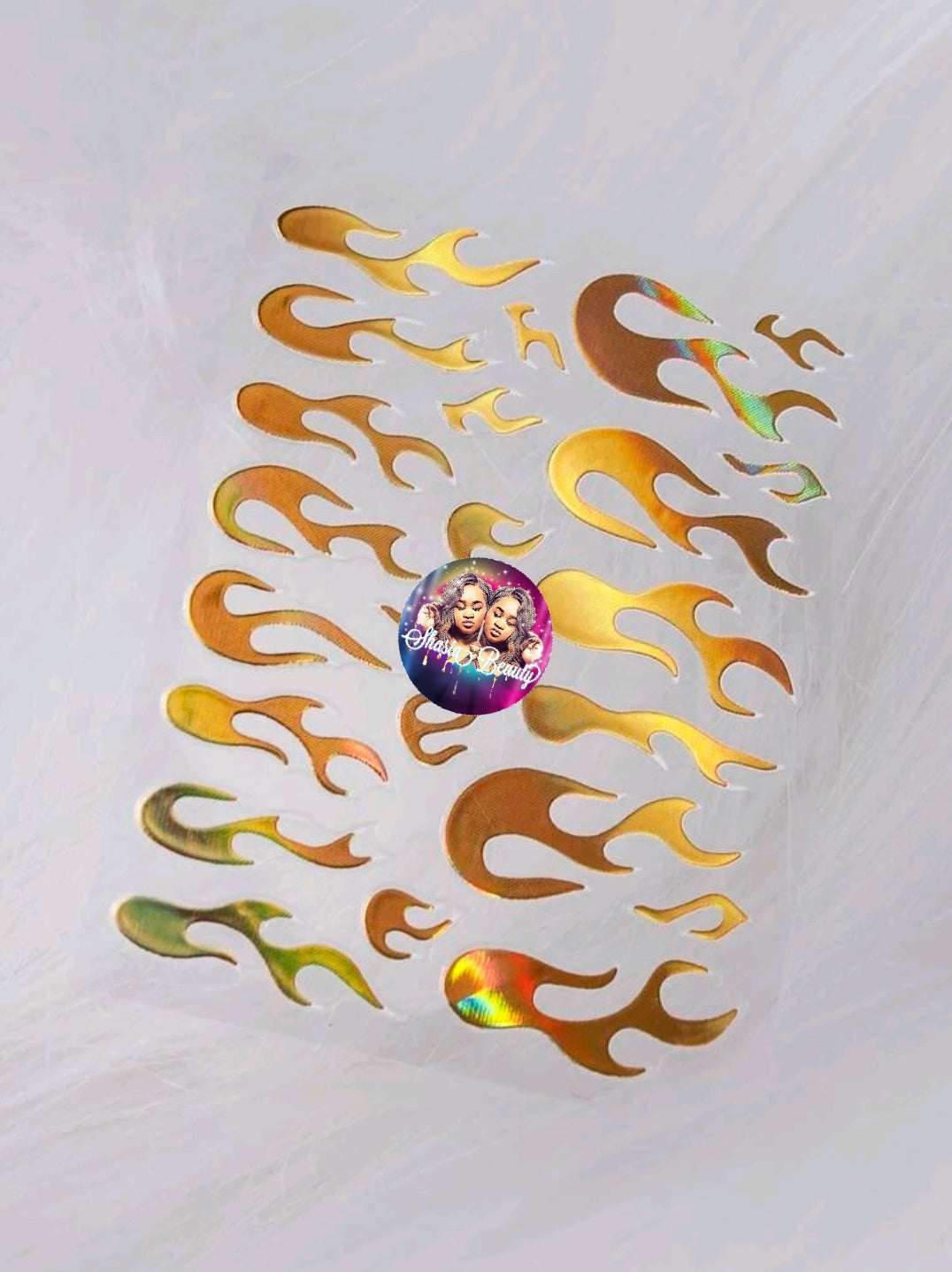 Gold Reflective Flame Nail Stickers