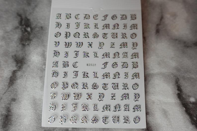 Old English Letter Nail Stickers Variety