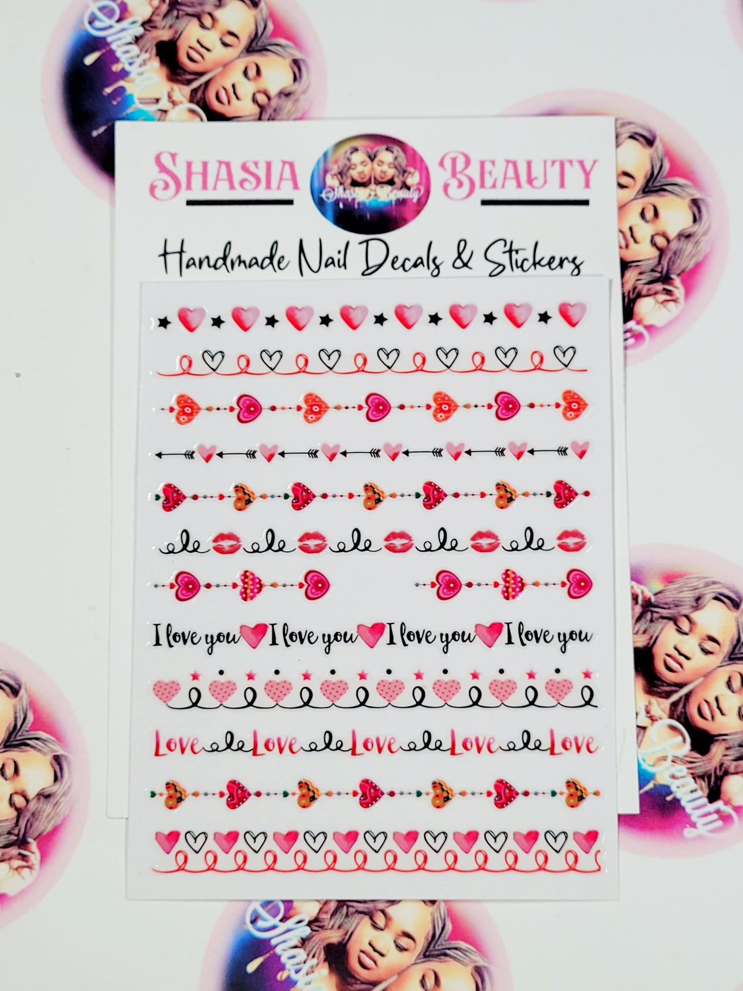 I Love You Kisses π Nail Stickers 2pc Bundle