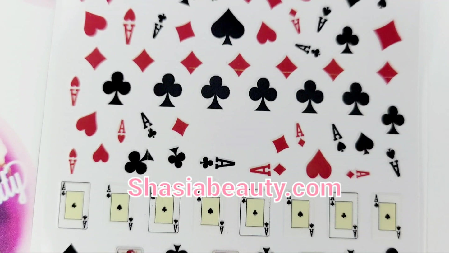 Poker Card Theme Nail Stickers