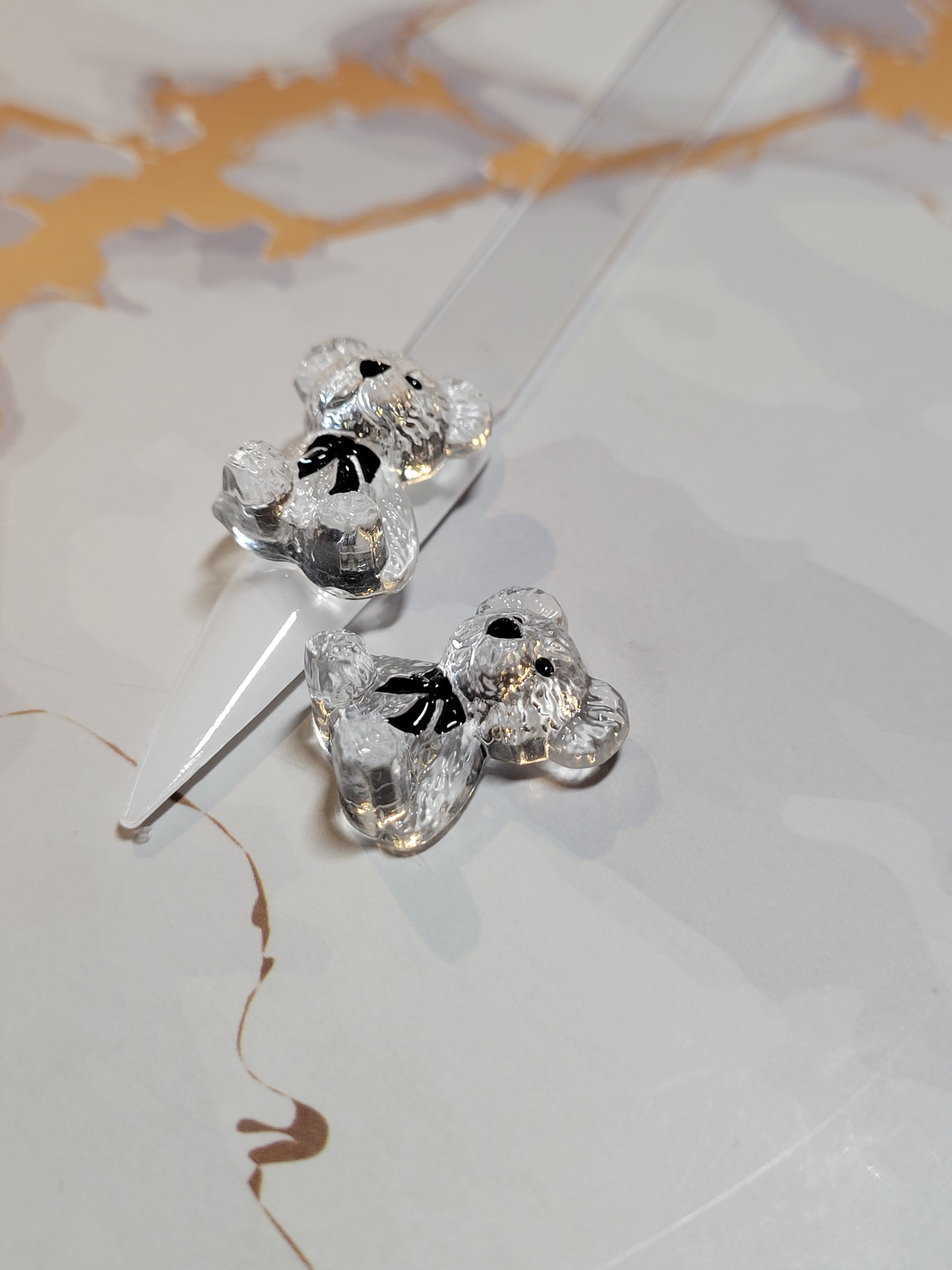 Clear Teddy Bear Nail Charms