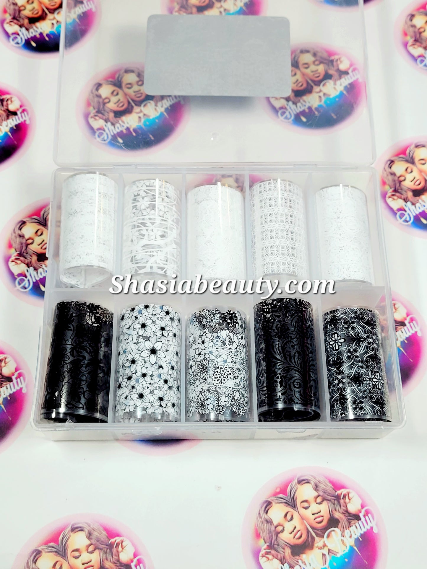 Black & White Floral Lace Foil Box