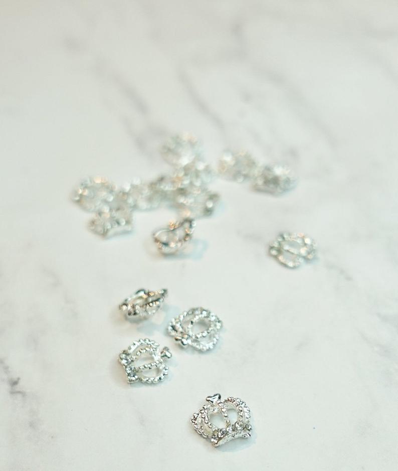 Silver Bling Crown Nail Charms #009