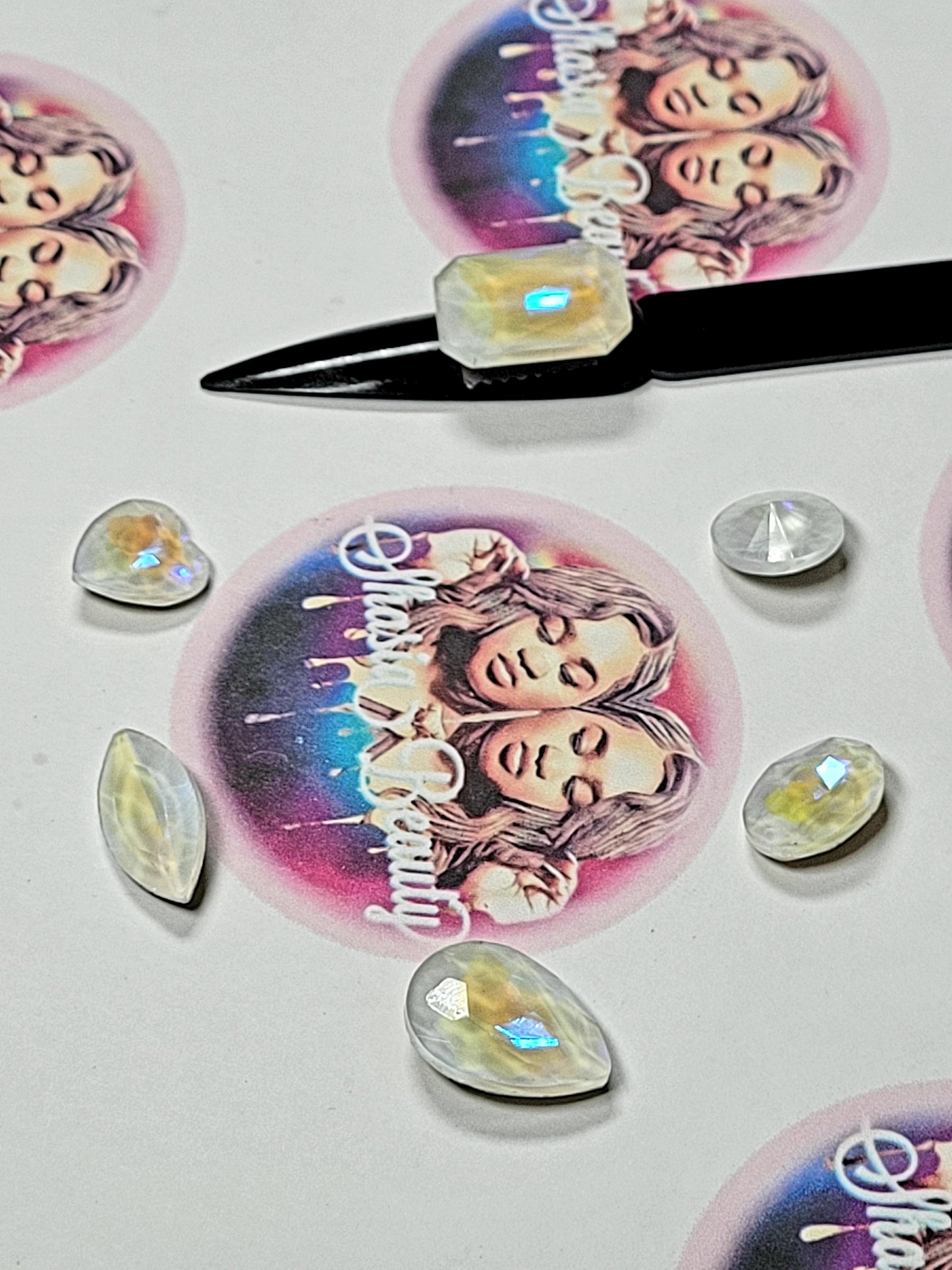 White Opalescent XL Glass Bling Rhinestone