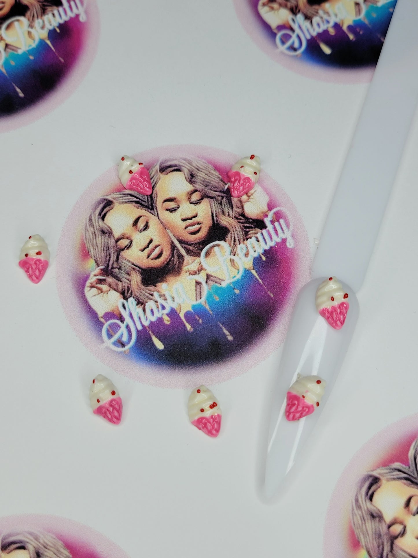 Hot Pink Ice cream cone 10pc Nail Charms