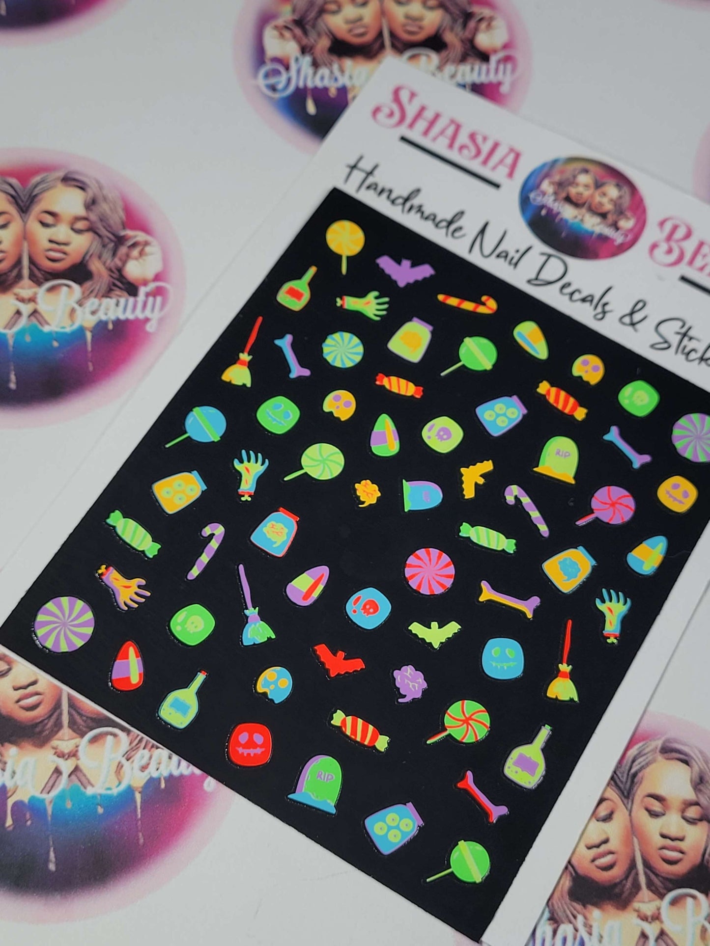 Trick or Treat Candy Nail Stickers | Spooky Nails| Backlight Reactive Nails