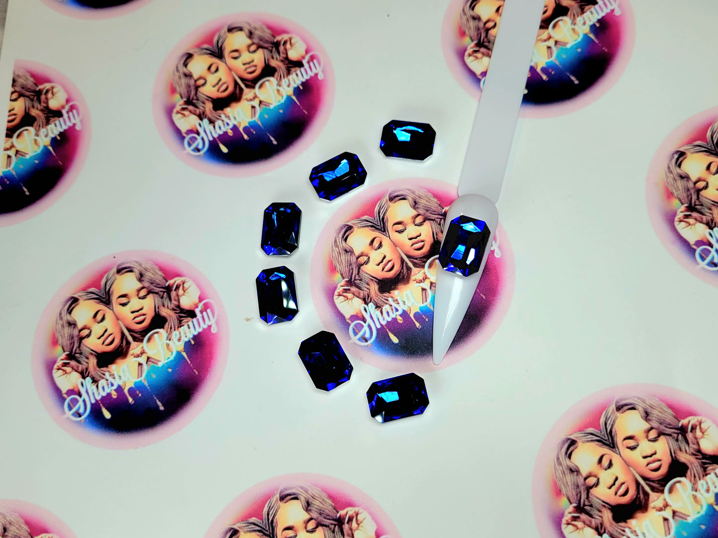 Large Cobalt Square Glass Rhinestones |Big Nail Bling