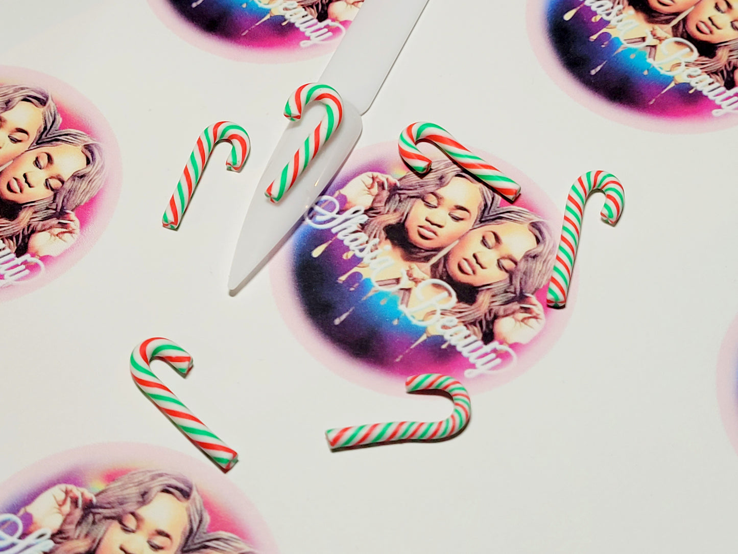 XL Candy Cane Xmas Nail Charms 5pc