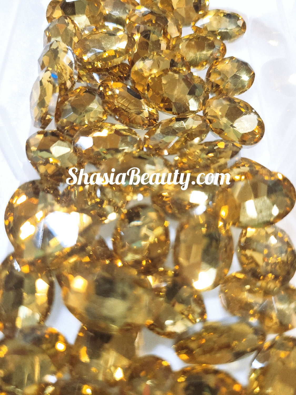 Gold XL 3D Oval Glass Rhinestones |Big Nail Bling