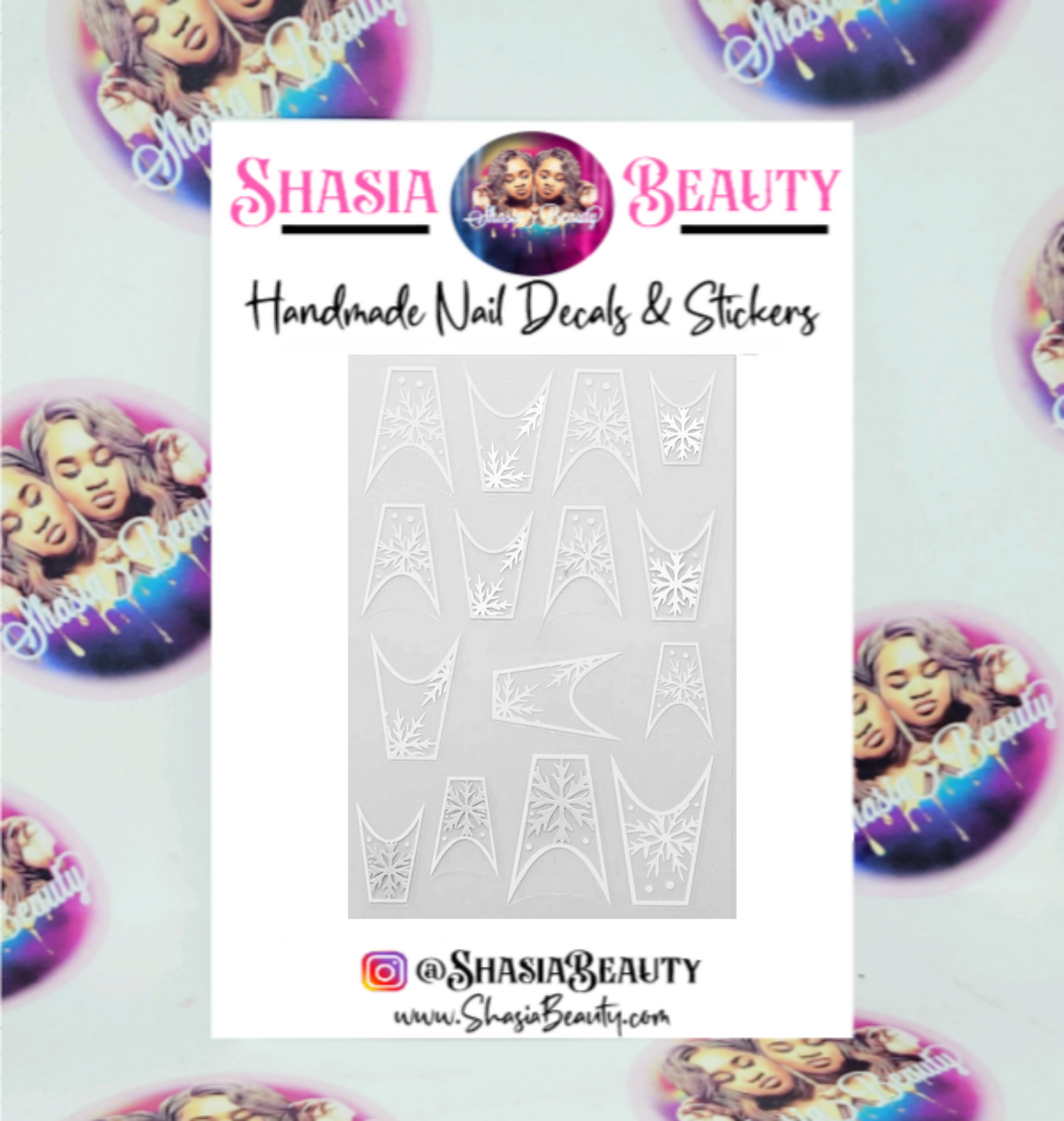 Winter Snow Frenchie Nail Stickers