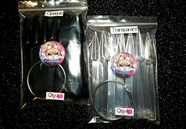 Long Stiletto Nail Display Swatch Sticks 40pc Set