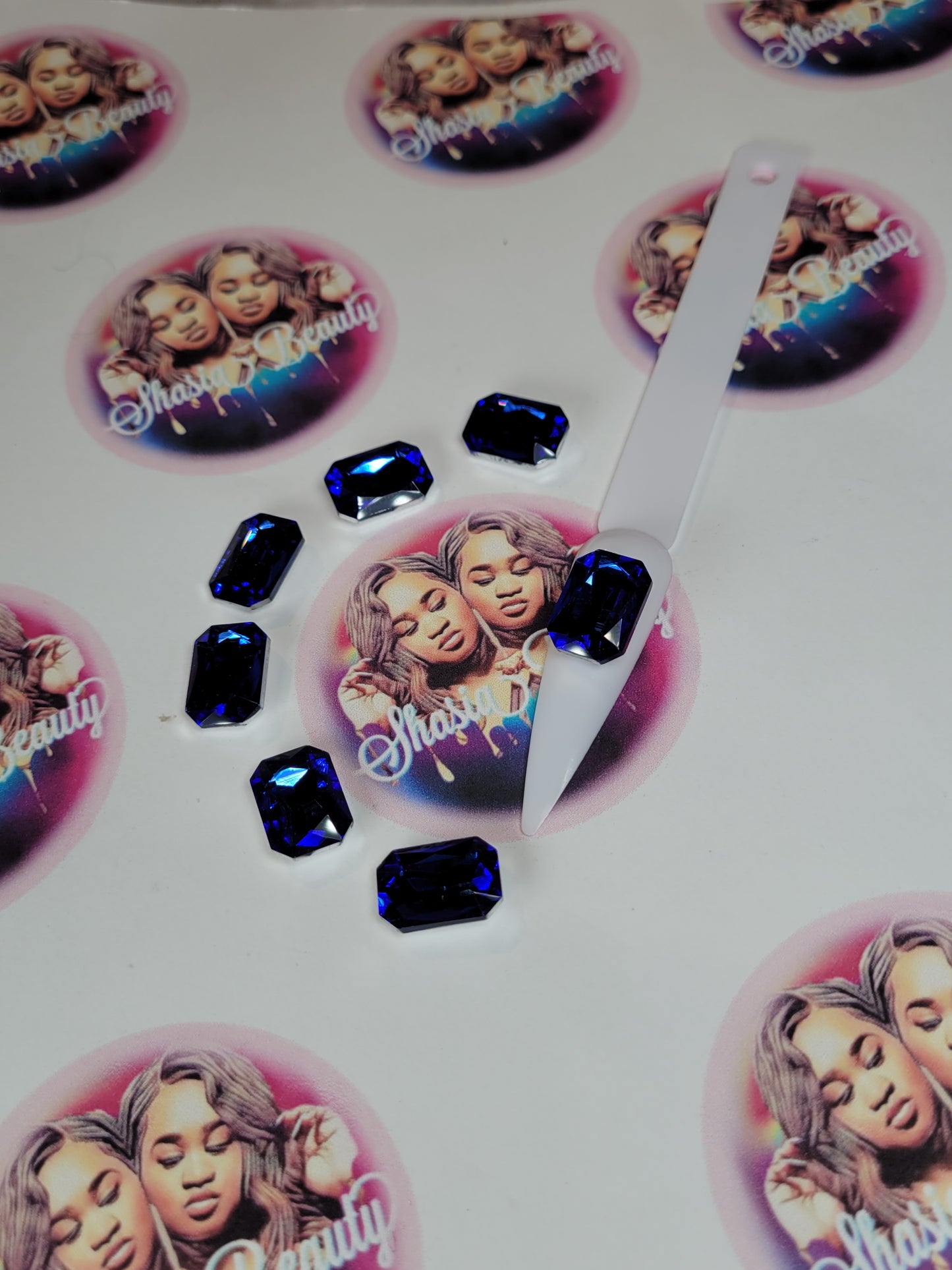 Large Cobalt Square Glass Rhinestones |Big Nail Bling