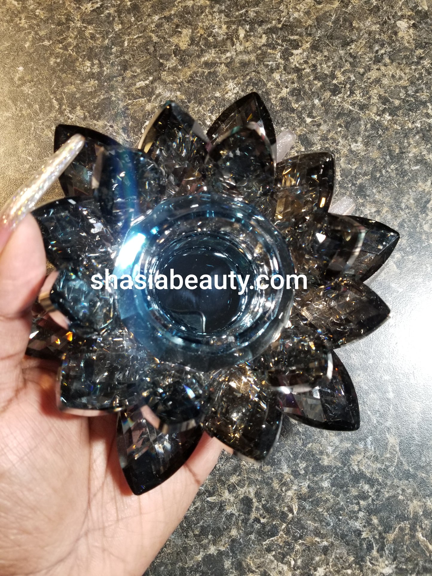 Blue Dreamz Crystal Lotus Nail Dappen Dish