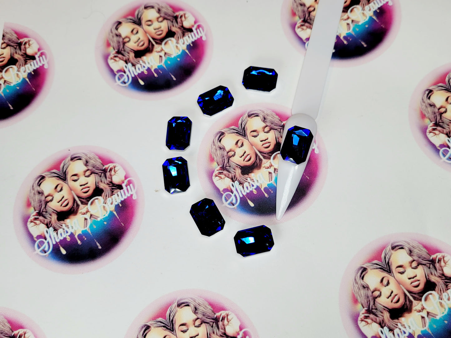 Large Cobalt Square Glass Rhinestones |Big Nail Bling