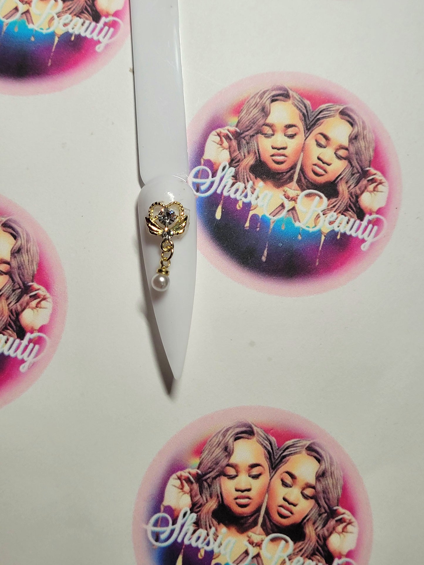 Heart Wing Dangle Nail Charm #008