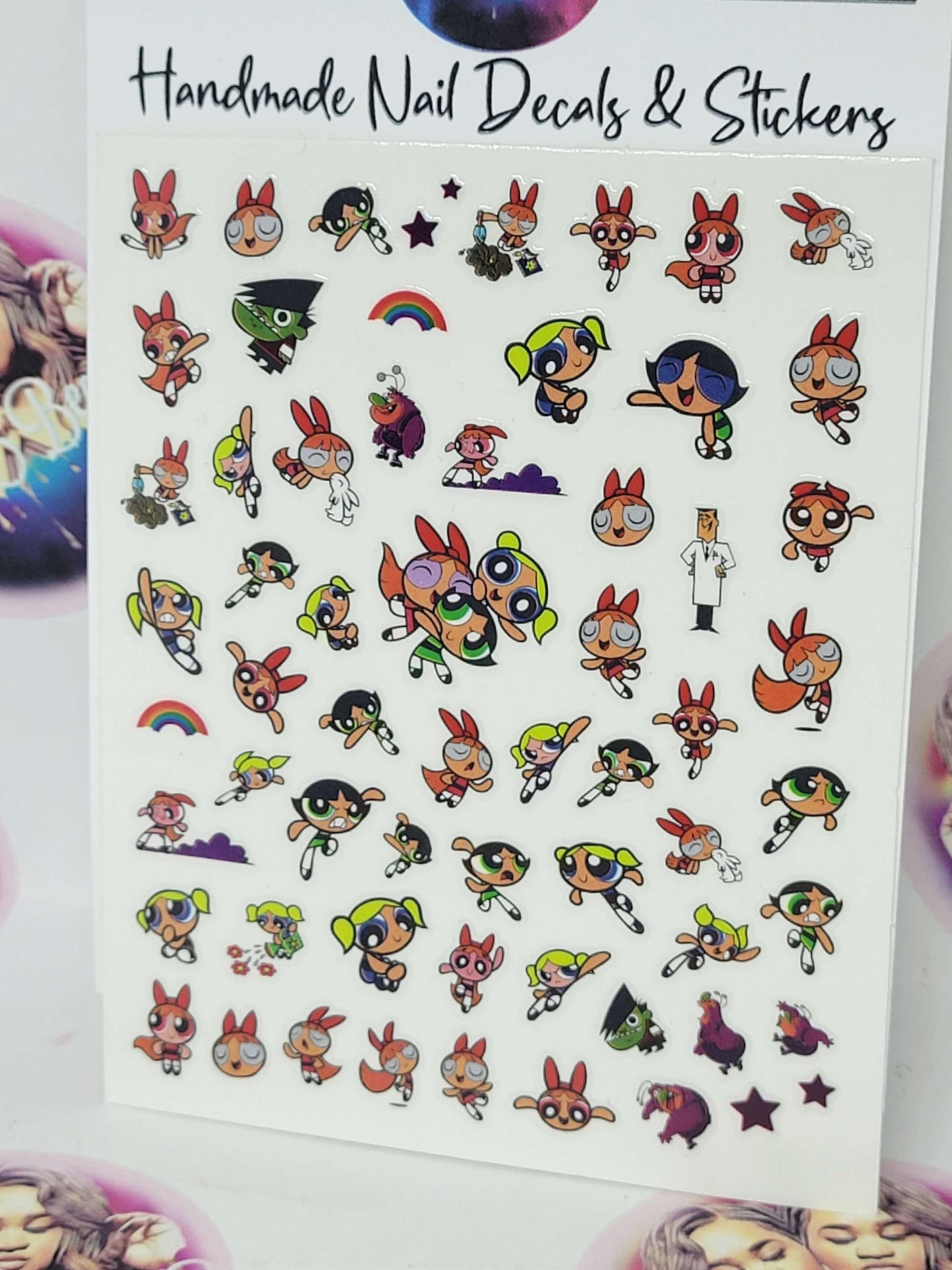 Powerpuff Girl Fam Cartoon Nail Stickers