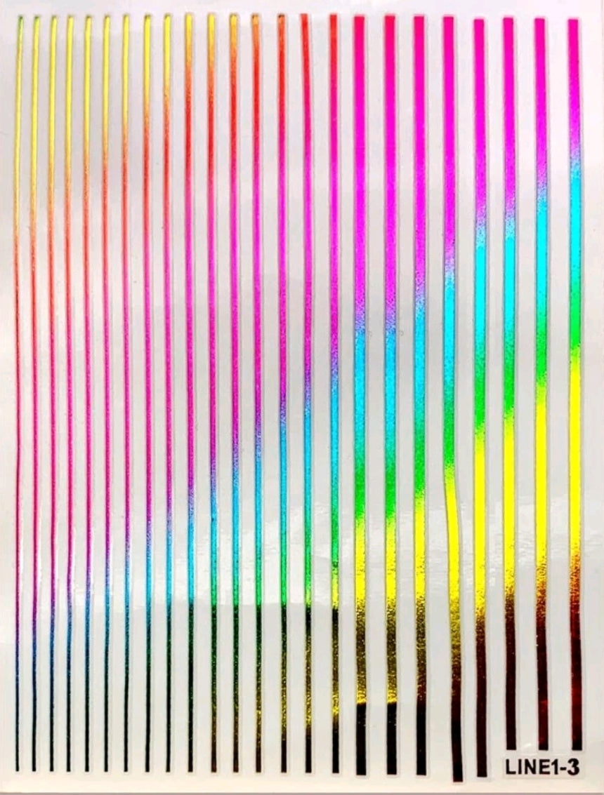 Rainbow Metallic Lines Nail Stickers