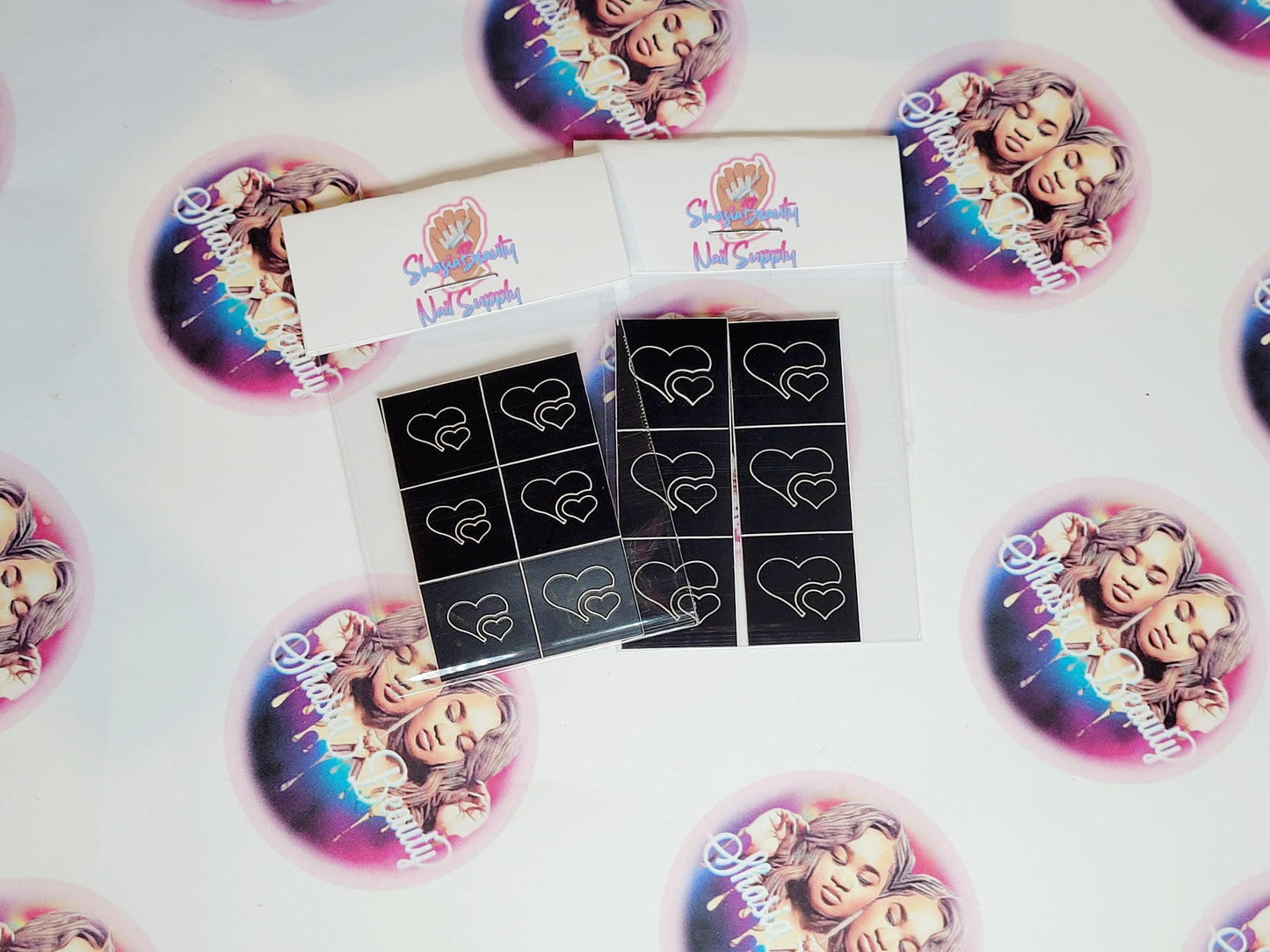 Stacked Hearts Multi size Nail Stencils 6pc