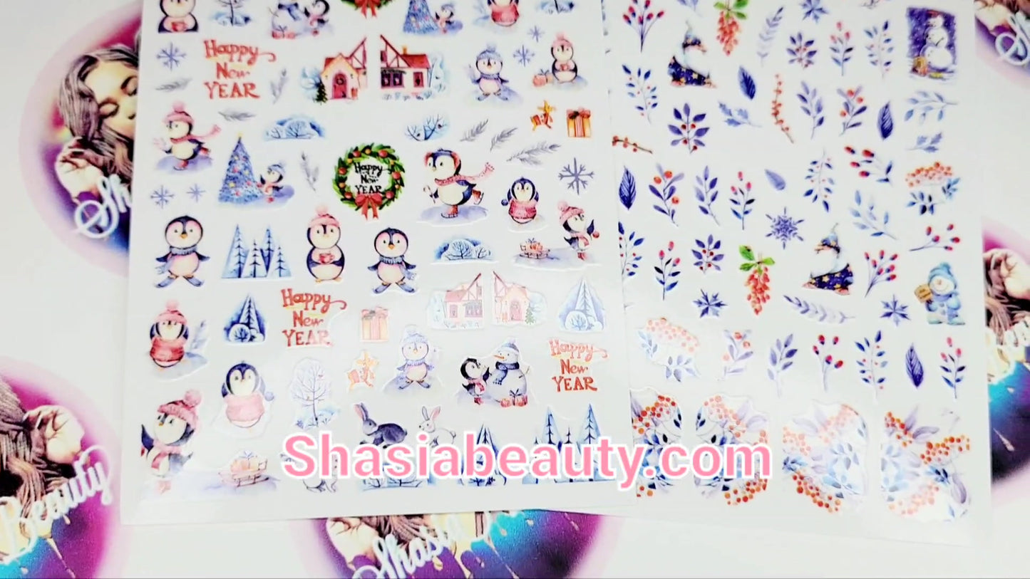 New Year Christmas Penguin Nail Sticker