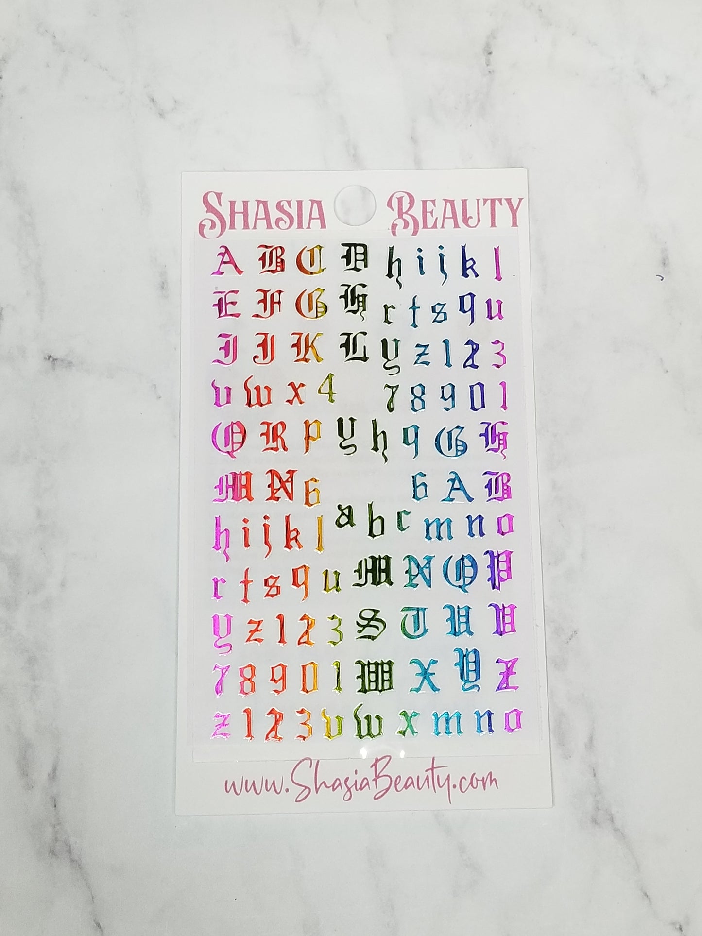 Rainbow Letter and Number Lrg. Nail Stickers