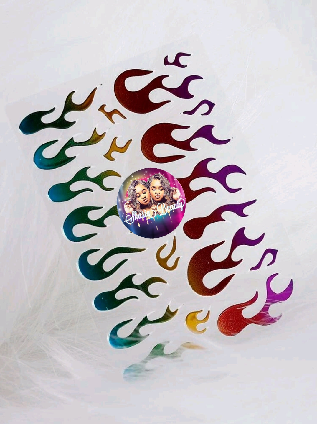 Rainbow Metallic Flame Nail Stickers