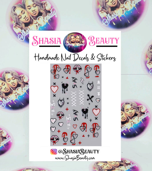 Broken Hearts Halloween Nail Stickers