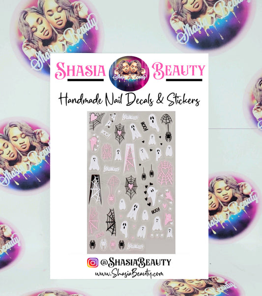 Girly Ghost and Webs Halloween  Nail Stickers