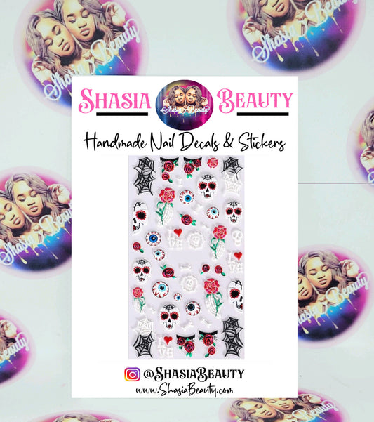 Sugar Skull Halloween 5D Nail Stickers
