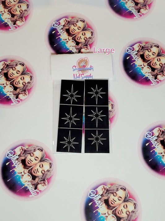 Large Fancy Twinkle Star Nail Stencils 6 pc