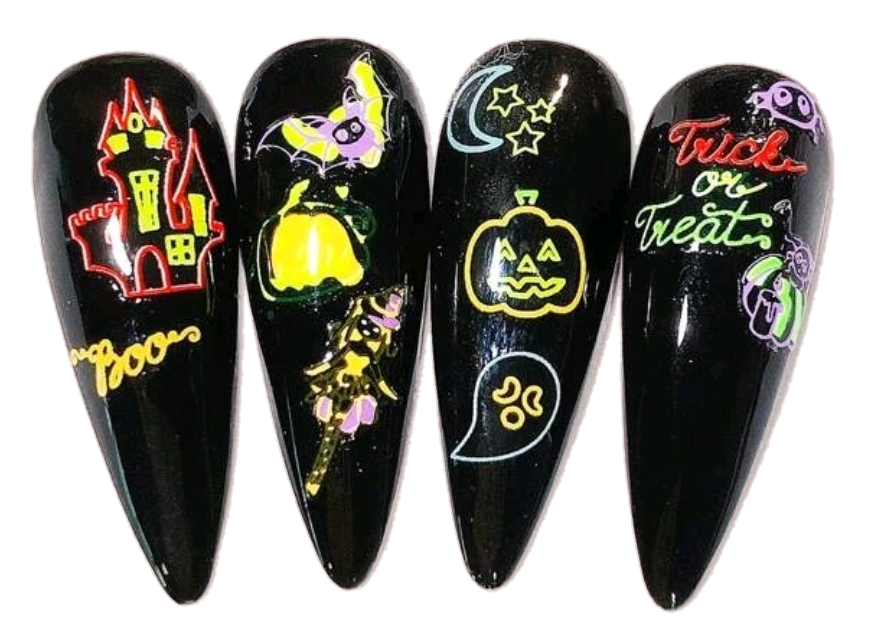 Ghouls  and Treats Nail Stickers | Spooky Blacklight Reactive Na