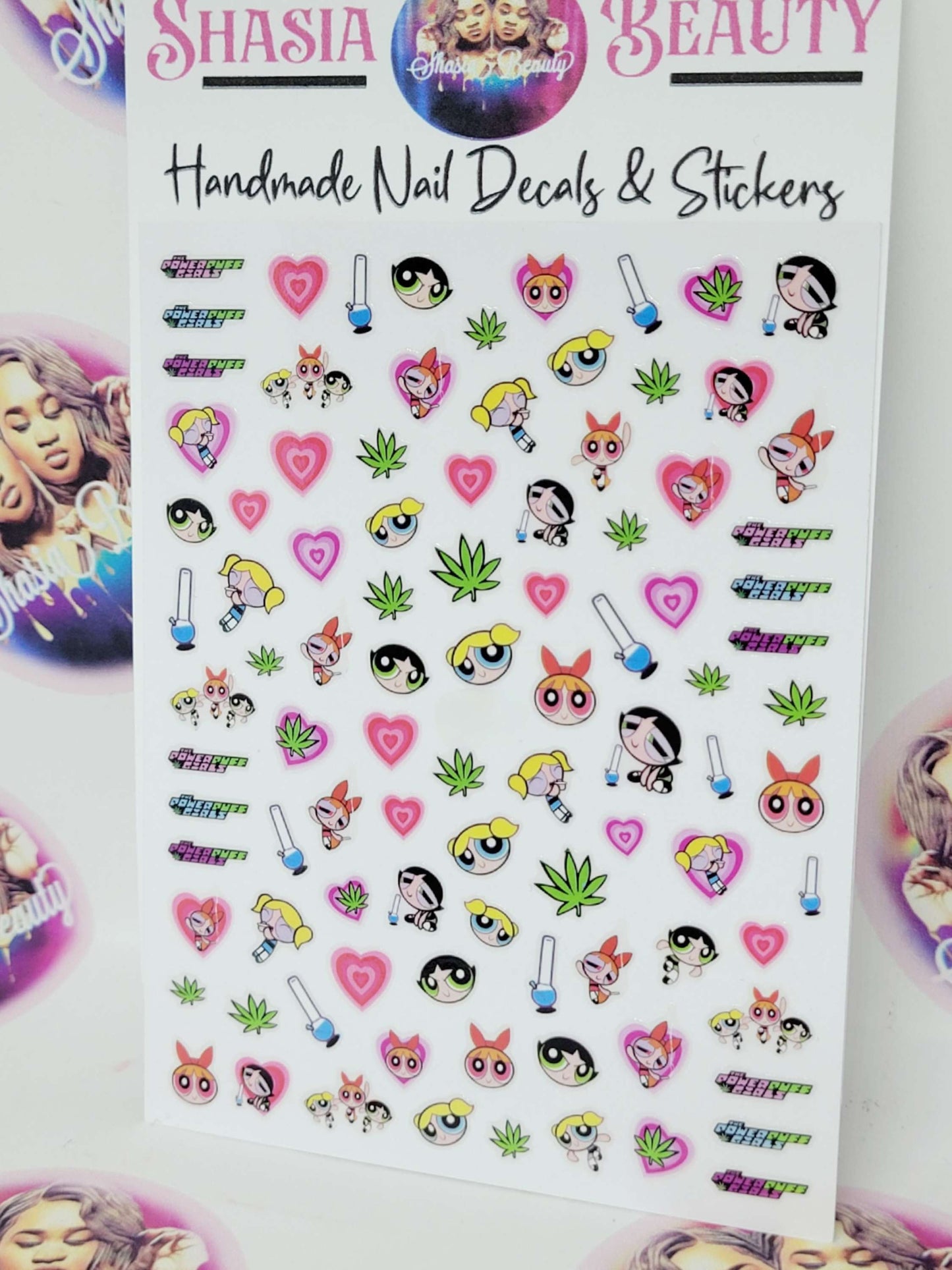 Powerpuff Girl 420 Edition Cartoon Nail Stickers