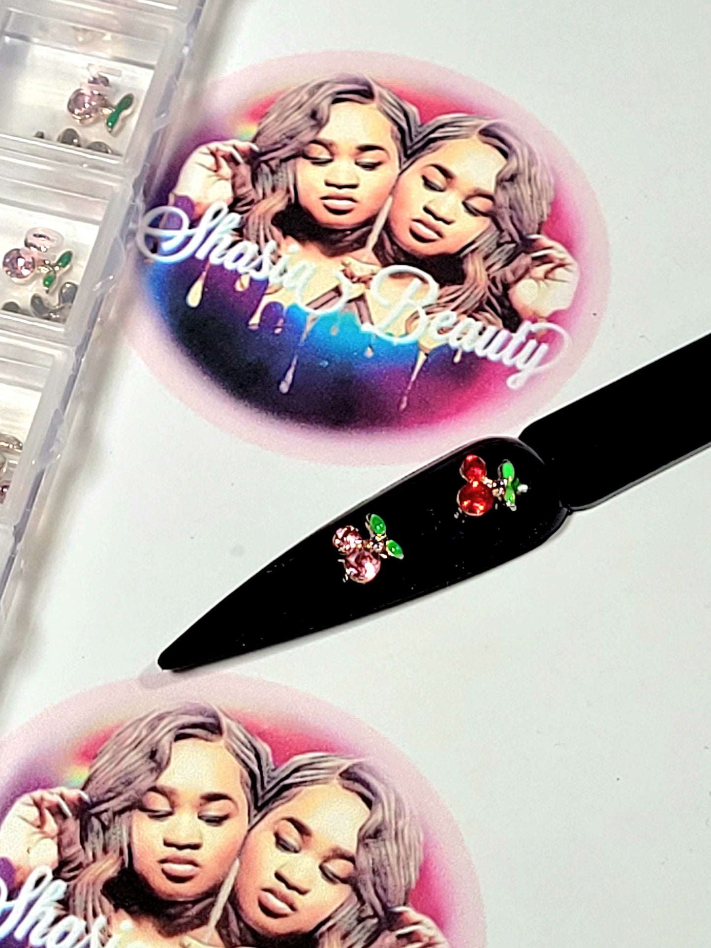 Pink & Red Cherry  Nail Charms
