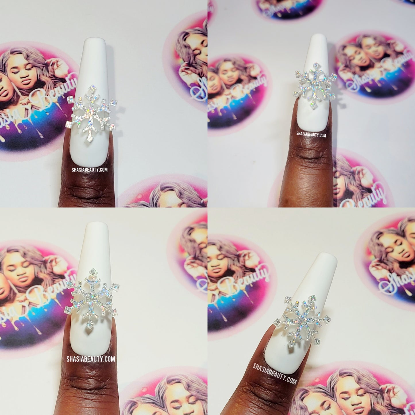 Holographic Snowflake Nail Charm 5pc